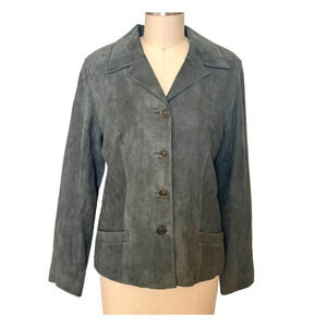 Vakko Charcoal Suede Blazer